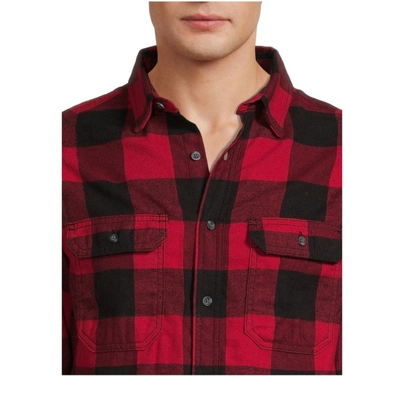 Faded Glory Mens Flannel Button Down Shirt Long Sleeve Buffalo Check Size L - Picture 10 of 10